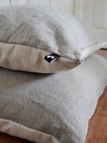sand linen bed