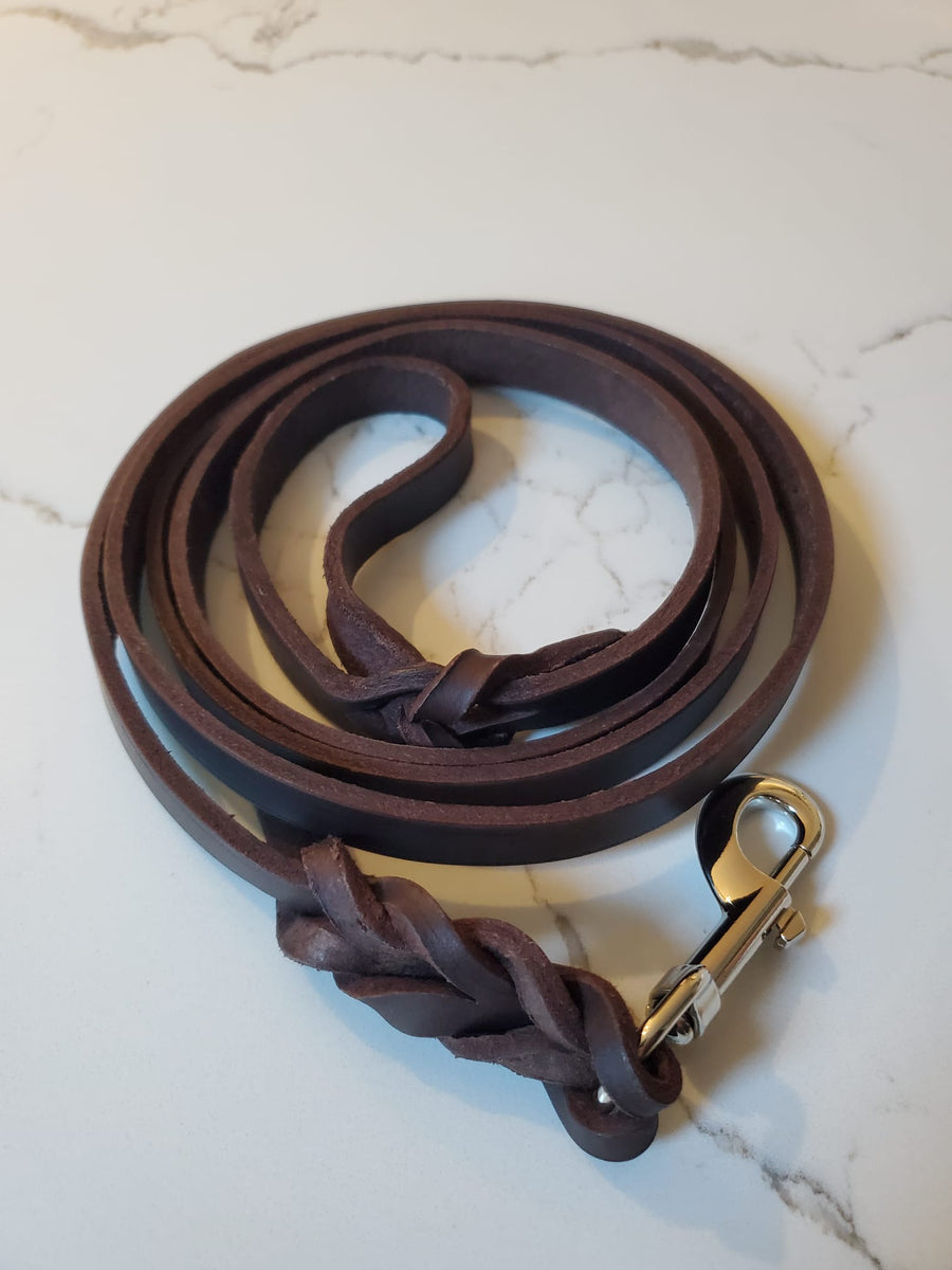 woven leather leash